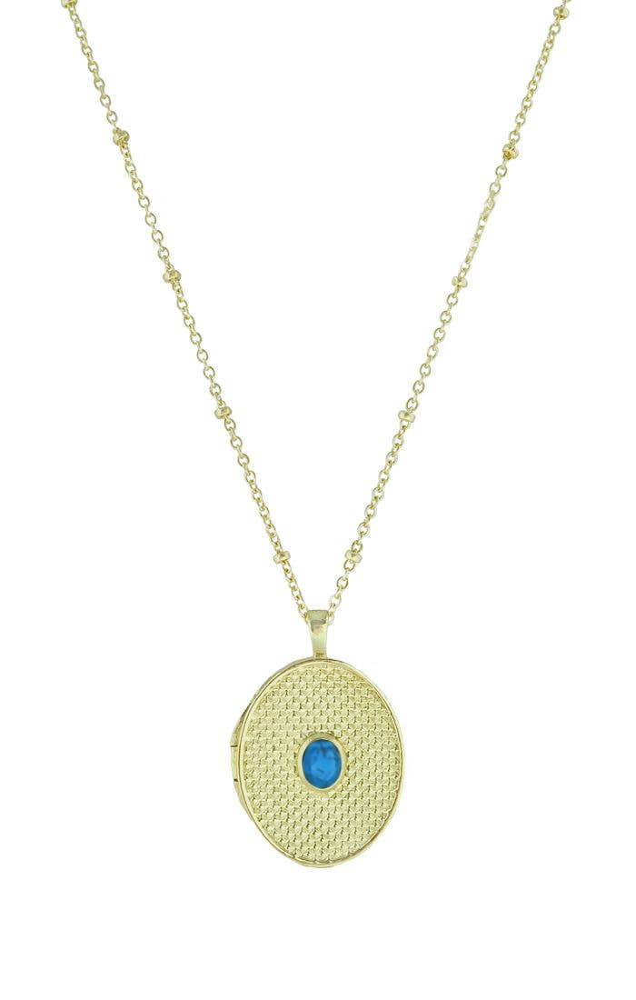 Zina Oval Locket-Blue Hand Home