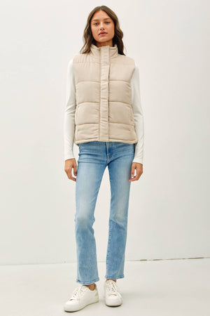NEW COLOR-SUEDE LIKE PUFFER VEST-Blue Hand Home