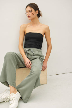 TENCEL WIDE LEG PANTS-Blue Hand Home
