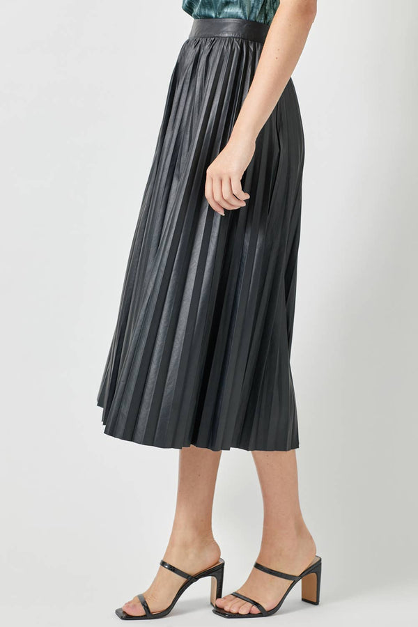 60289 Leather Pleating Skirt-Blue Hand Home