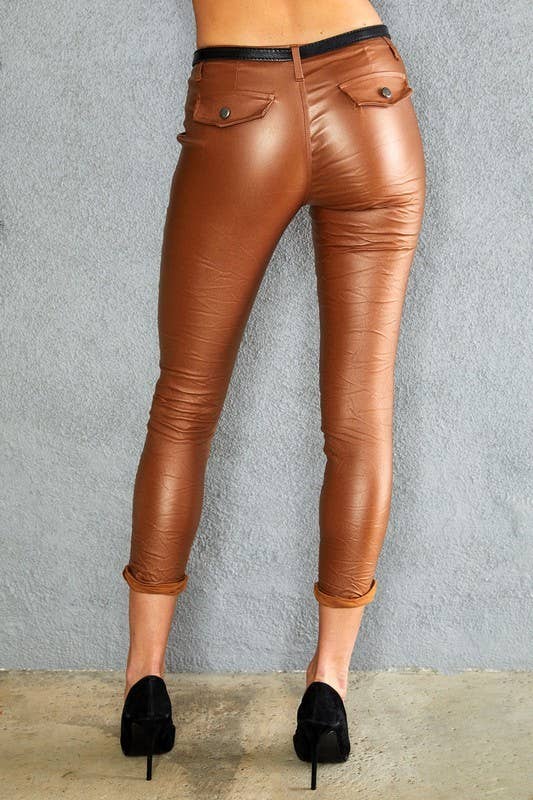 WAX COATED CRINKLE PANT BELT POCKETS (813042-PU)-Blue Hand Home