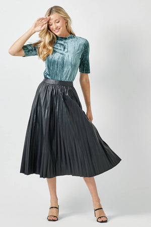 60289 Leather Pleating Skirt-Blue Hand Home