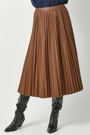 60289 Leather Pleating Skirt-Blue Hand Home