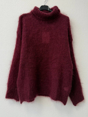 80% kid mohair sweater 3026: Bordeaux-Blue Hand Home