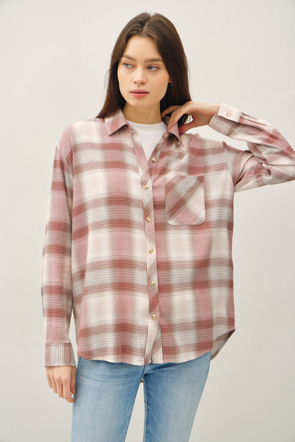 VINTAGE PLAID BOXY SHIRT-Blue Hand Home