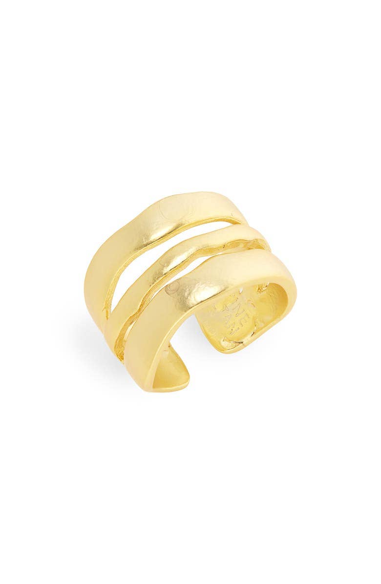 Wavy Line Ring: Perfect Accessory for Any Outfit: Gold-Blue Hand Home
