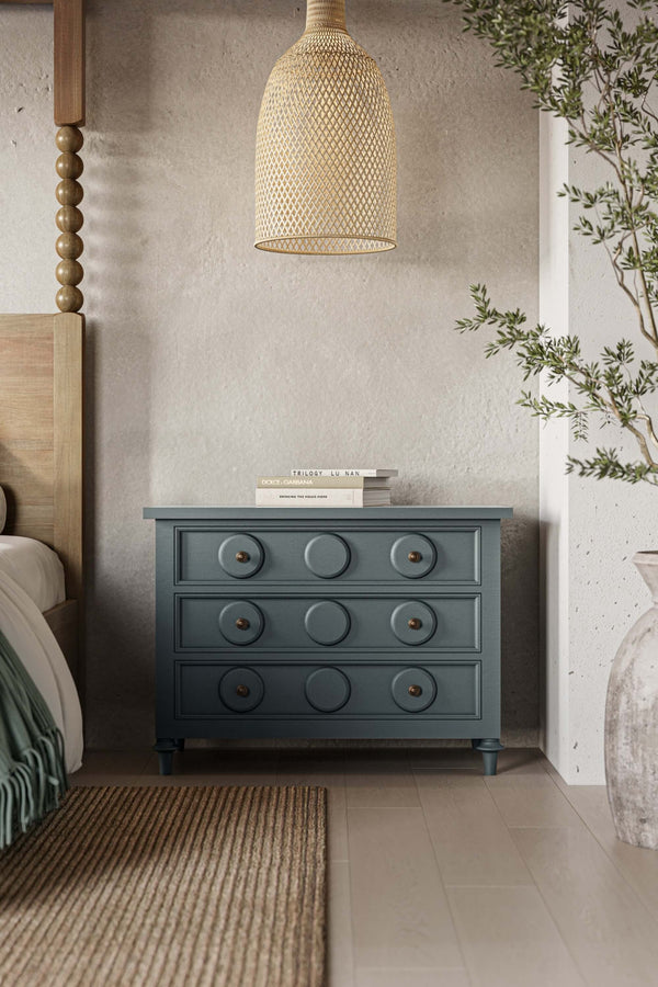 Laguna 3 Drawer Bedside Table-Blue Hand Home