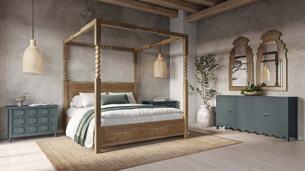 Laguna 3 Drawer Bedside Table-Blue Hand Home