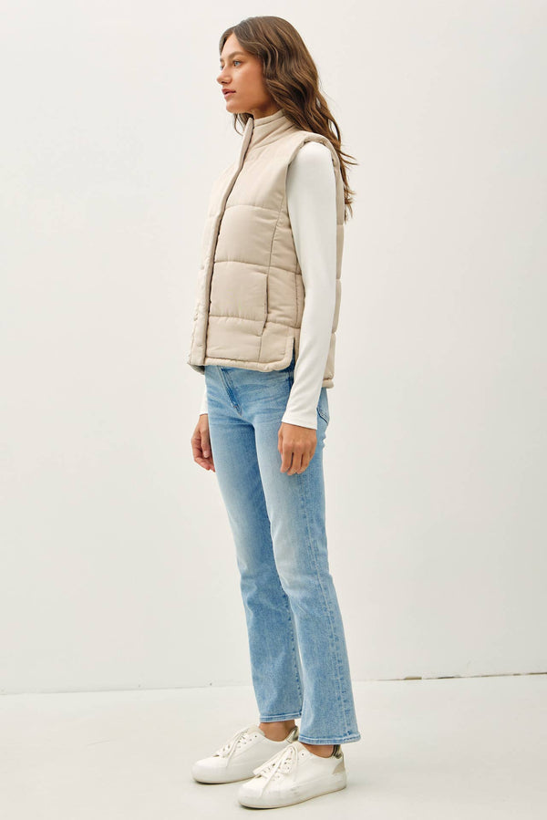 NEW COLOR-SUEDE LIKE PUFFER VEST-Blue Hand Home