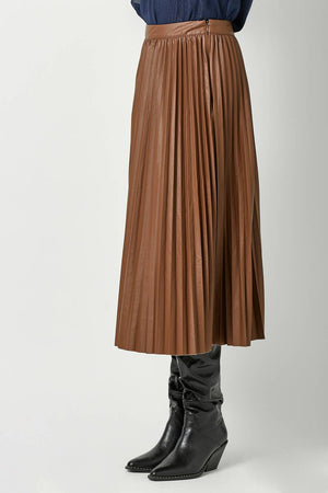 60289 Leather Pleating Skirt-Blue Hand Home