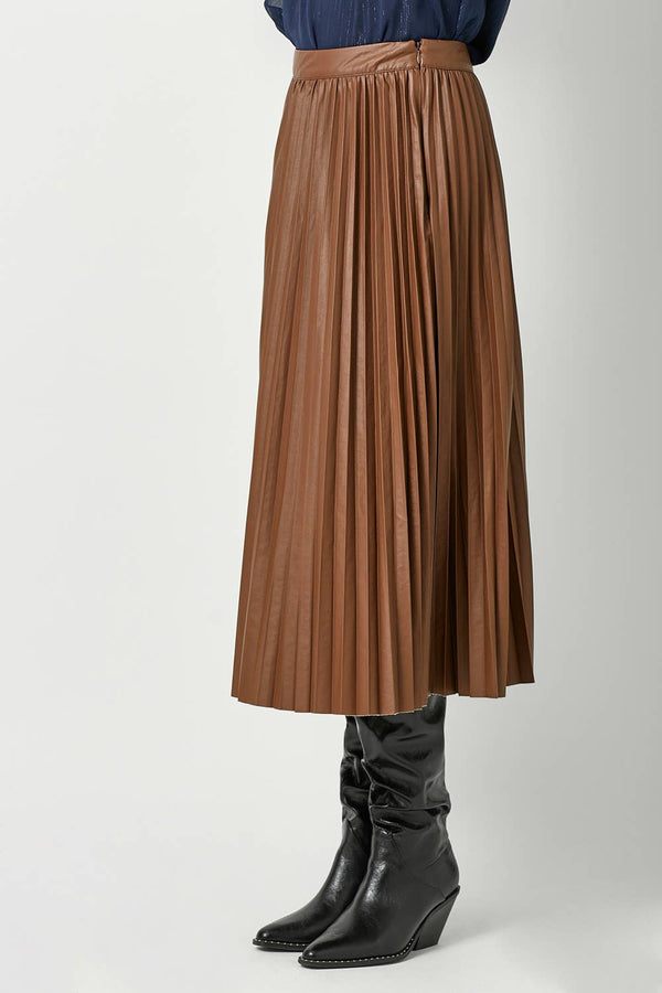 60289 Leather Pleating Skirt-Blue Hand Home