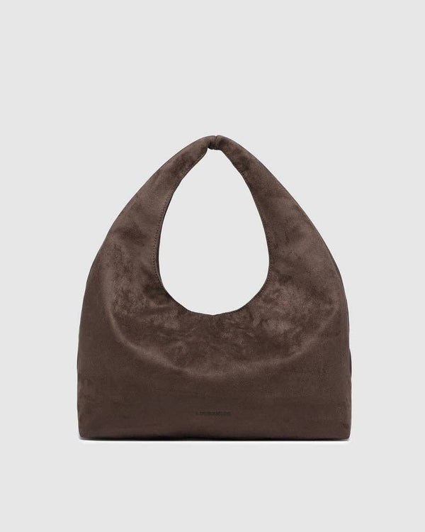 Monaco Shoulder Bag - Suede Chocolate-Blue Hand Home