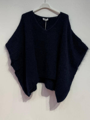 Mohair poncho sweater 7627-Blue Hand Home