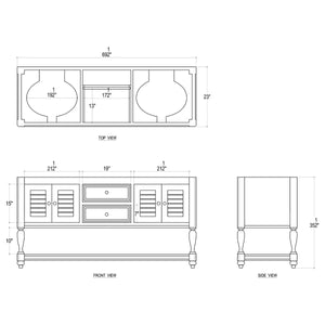 Cottage Master Vanity w/o Marble Top & Sink-Blue Hand Home