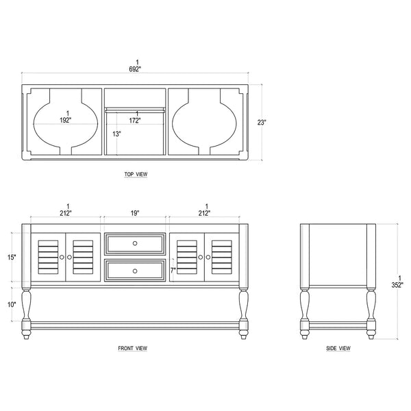 Cottage Master Vanity w/o Marble Top & Sink-Blue Hand Home