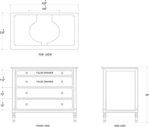 Carrington Single Vanity w/o Marble Top & Sink-Blue Hand Home