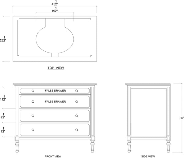 Carrington Single Vanity w/o Marble Top & Sink-Blue Hand Home