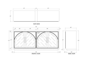 Vannes 4 Door Sideboard w/ Glass Shelves and LED lights-Blue Hand Home