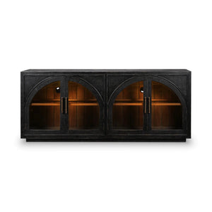 Vannes 4 Door Sideboard w/ Glass Shelves and LED lights-Blue Hand Home