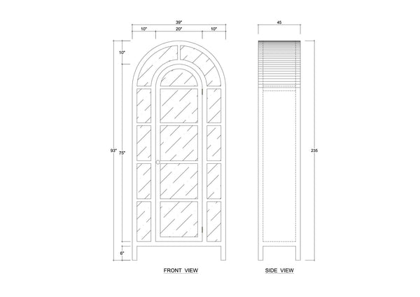 Vannes Display Cabinet w/ Glass Shelves and LED Lights-Blue Hand Home
