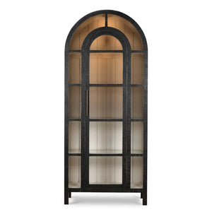 Vannes Display Cabinet w/ Glass Shelves and LED Lights-Blue Hand Home