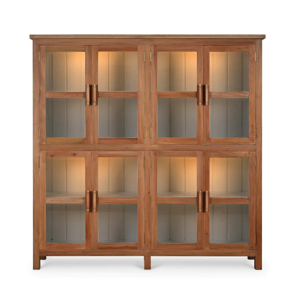 Madrone 8 Door Display Cabinet w/ 4 LED Lights-Blue Hand Home