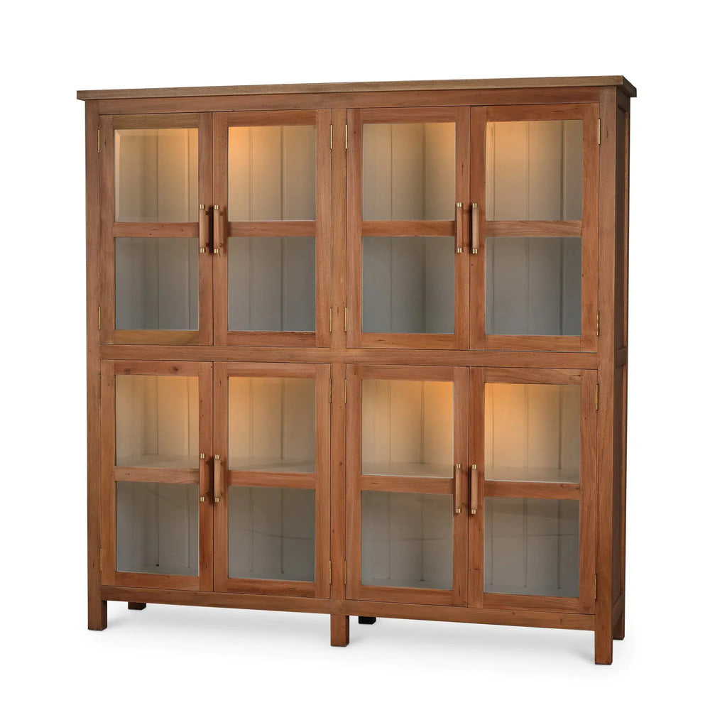 Madrone 8 Door Display Cabinet w/ 4 LED Lights-Blue Hand Home