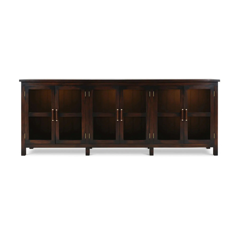 Madrone 6 Door Sideboard w/ Glass Shelves w/ 3 LED-Blue Hand Home