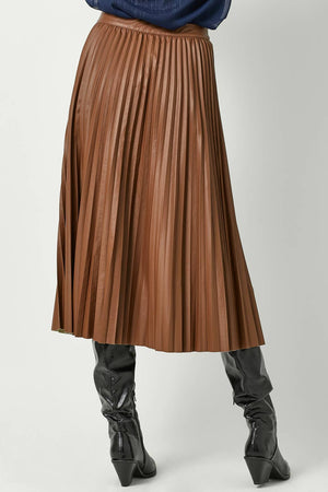 60289 Leather Pleating Skirt-Blue Hand Home