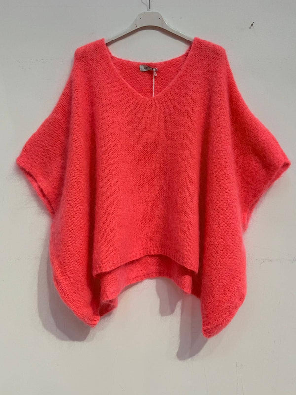 Mohair poncho sweater 7627-Blue Hand Home