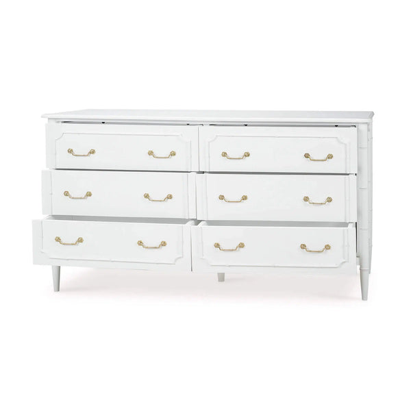 Chelsea Largish 6 Drawer Dresser In Architectural White-Blue Hand Home