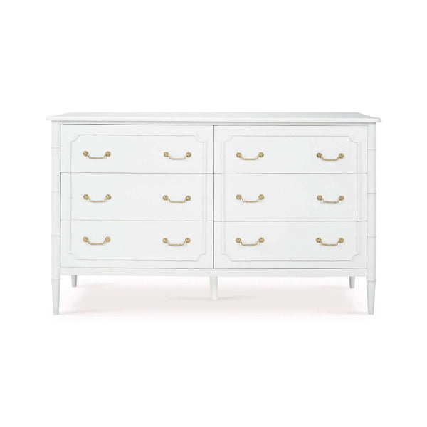 Chelsea Largish 6 Drawer Dresser In Architectural White-Blue Hand Home