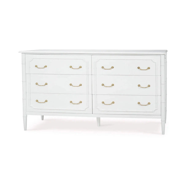 Chelsea Largish 6 Drawer Dresser In Architectural White-Blue Hand Home