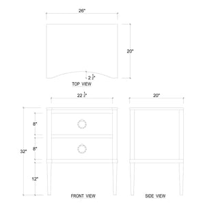 Bow Nightstand In Architectural White-Blue Hand Home