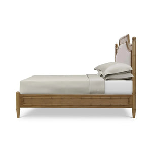 Chelsea Upholstered Bed Queen In Antique French Oak-Blue Hand Home