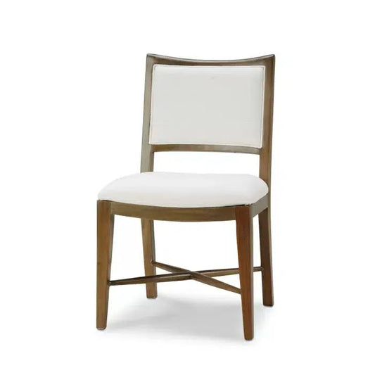 Fitzrovia Dining Chair in Straw Wash w/ Arctic White Performance Fabric & White Rattan-Blue Hand Home