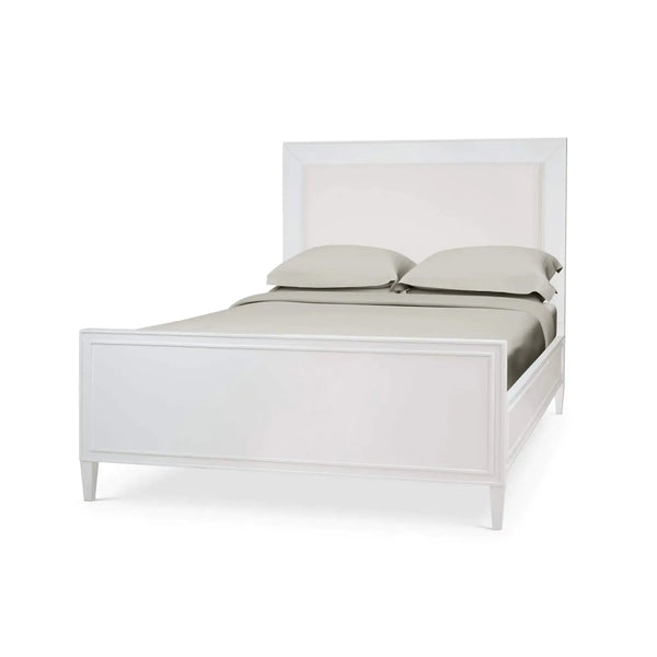 Belgravia Bed Queen In True White W/ Arctic White Performance Fabric-Blue Hand Home