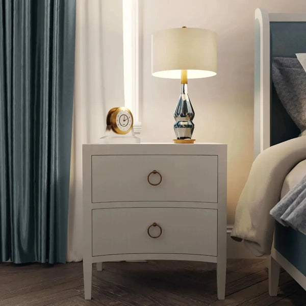 Mornington Linen Wrapped Nightstand In True White-Blue Hand Home
