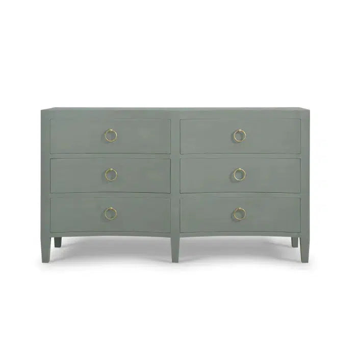 Mornington Linen Wrapped 6 Drawer Dresser In Pale Blue-Blue Hand Home