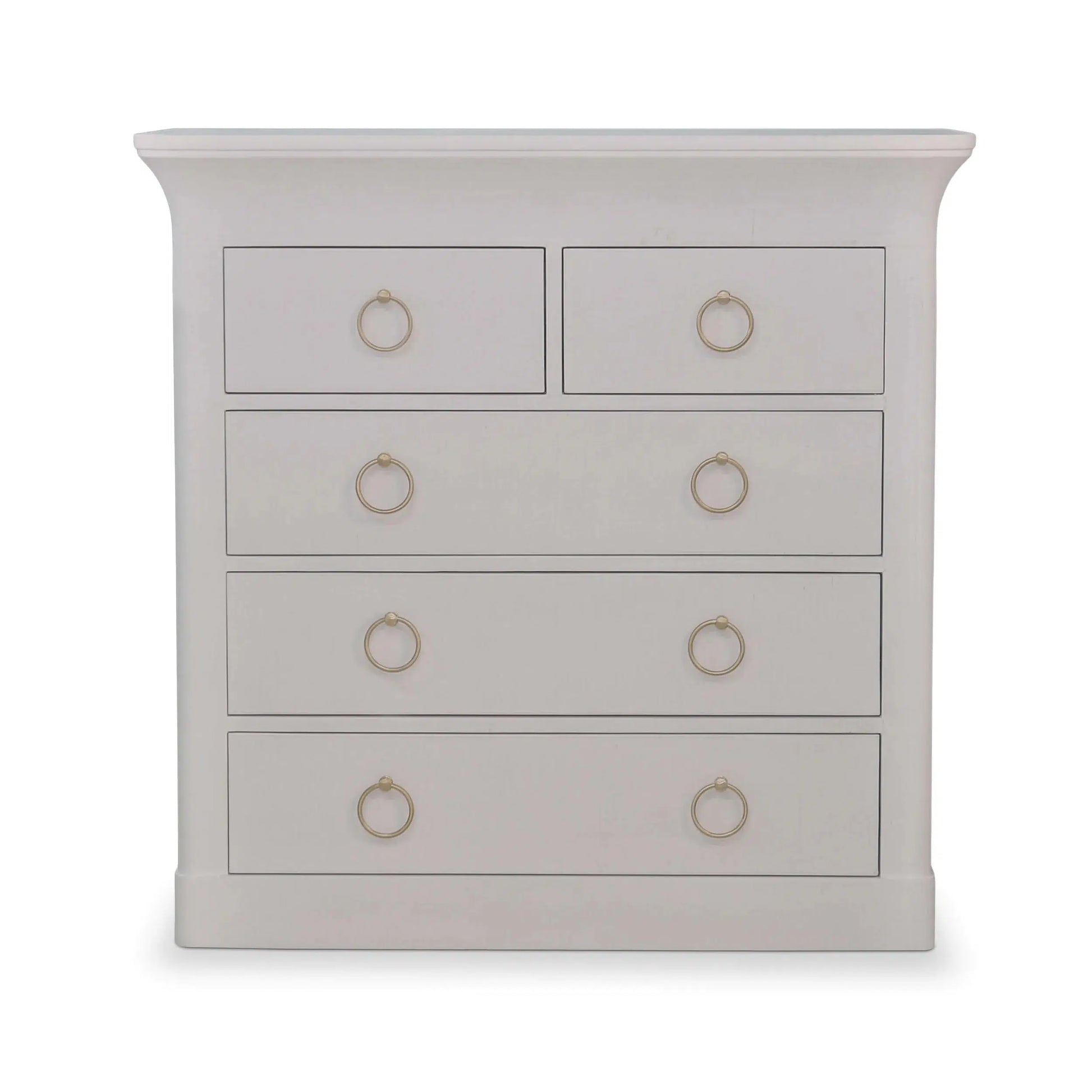 Claremont Linen Wrapped 5 Drawer Dresser In Dove White-Blue Hand Home