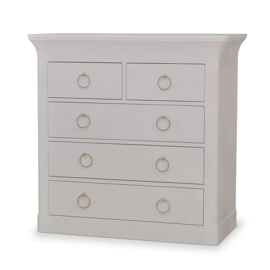 Claremont Linen Wrapped 5 Drawer Dresser In Dove White-Blue Hand Home