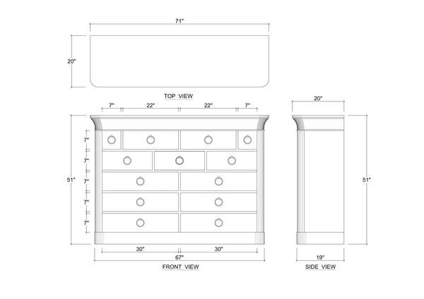 Large Claremont Linen Wrapped Dresser-Blue Hand Home