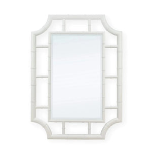 Bamboo Mirror In True White-Blue Hand Home