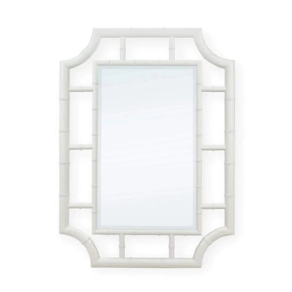 Bamboo Mirror In True White-Blue Hand Home