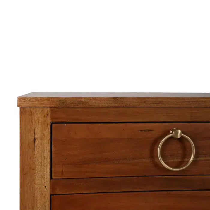 Bow 3 Drawer Chest in Antique French Oak-Blue Hand Home