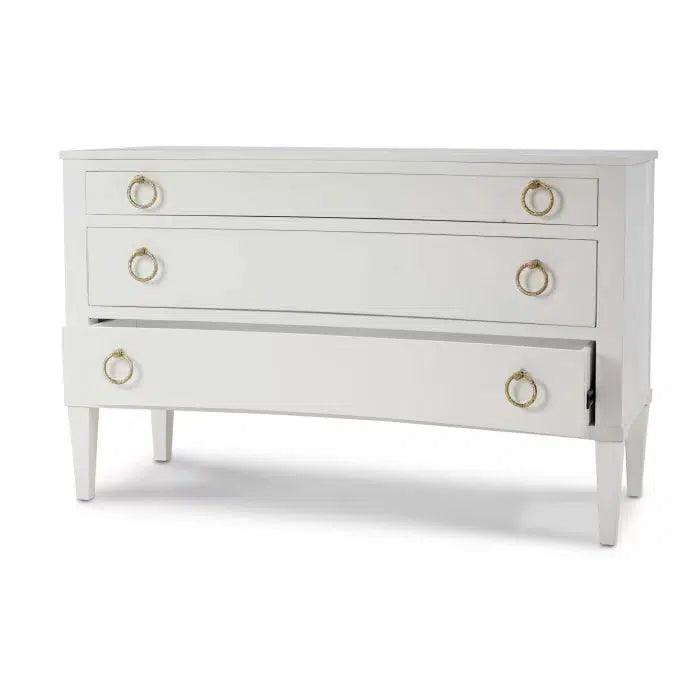 Bow 3 Drawer Chest in Architectural White-Blue Hand Home