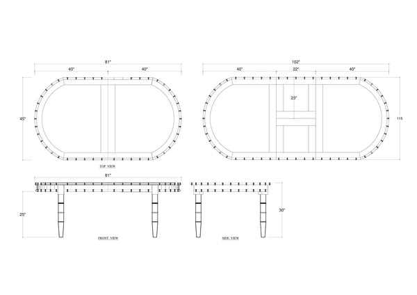 Grosvenor Oval Extension Dining Table 80" extends to 102"-Blue Hand Home