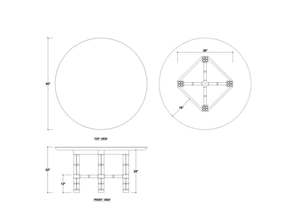 Farringdon Round Dining Table 60''-Blue Hand Home