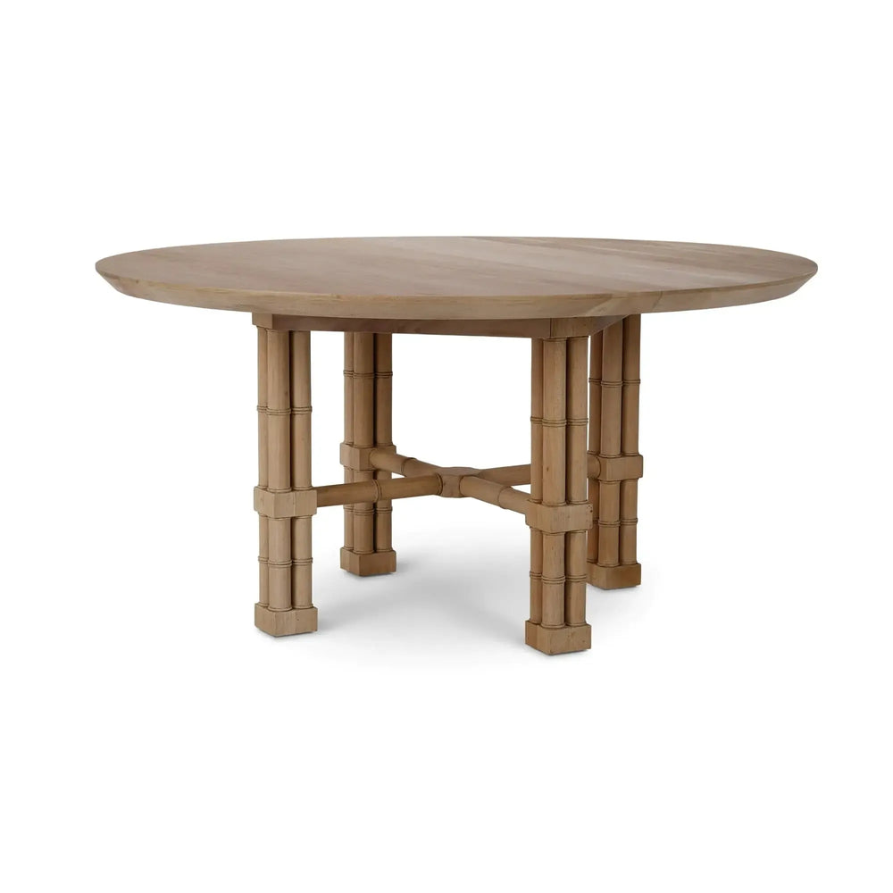 Farringdon Round Dining Table 60'' In Fruitwood-Blue Hand Home