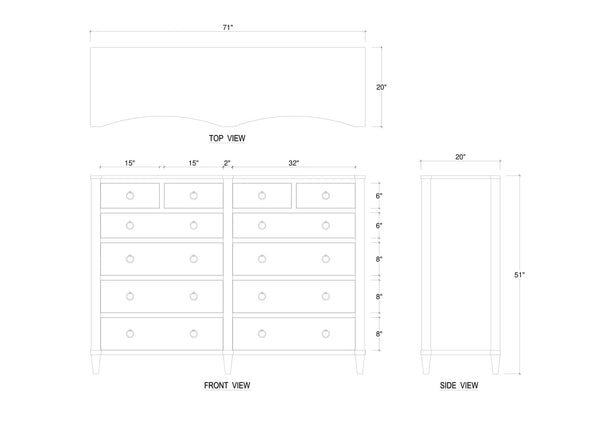 Bow 12 Drawer Dresser-Blue Hand Home